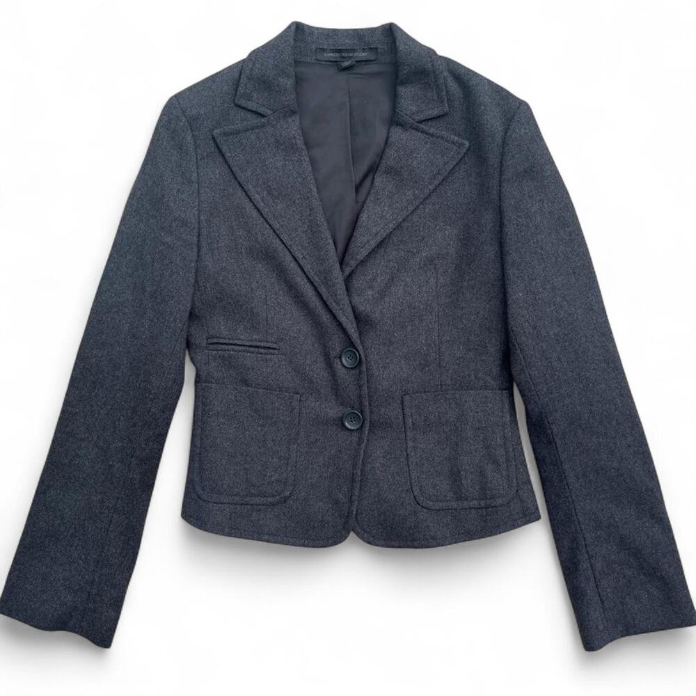 Vintage Express Design Studio Charcoal Gray Wool-Blend Blazer, Size 2
